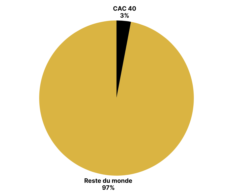 Graphique montrant le poids du CAC 40 par rapport au reste du monde