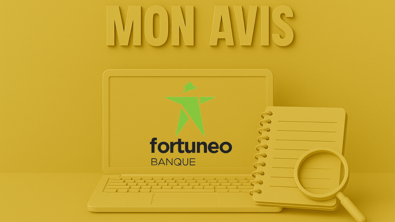 Logo Fortuneo accompagné du texte “Mon avis sur le PEA Fortuneo”.