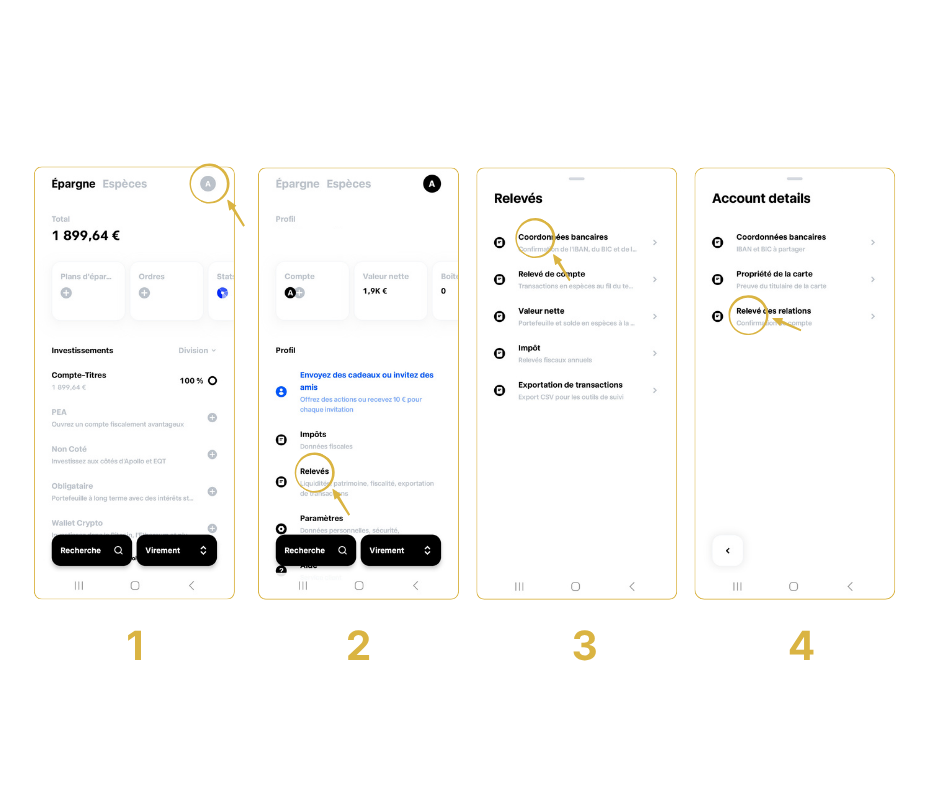 Relevé des relations clients Trade Republic pour retrouver les informations du compte