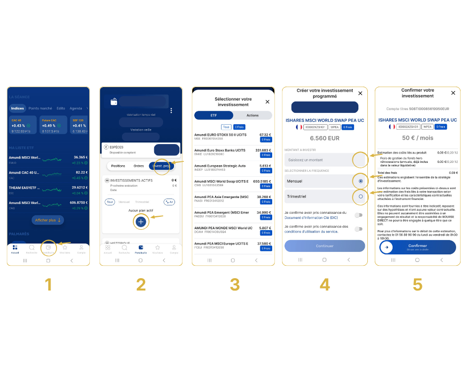 Investissement programmé sur le PEA Bourse Direct depuis l’application mobile