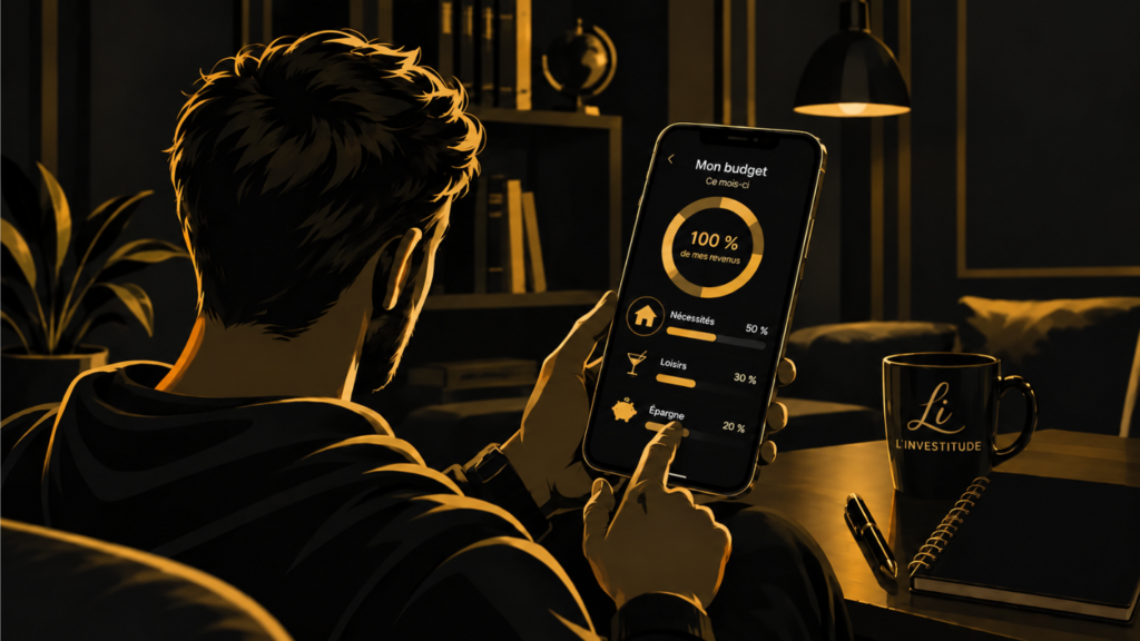 Illustration du suivi d’un budget avec la méthode 50/30/20 sur smartphone